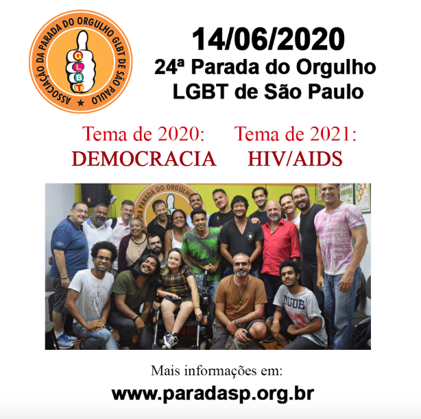 Democracia é o tema da Parada do Orgulho LGBT de São Paulo em 2020 e HIV/AIDS é o tema de 2021